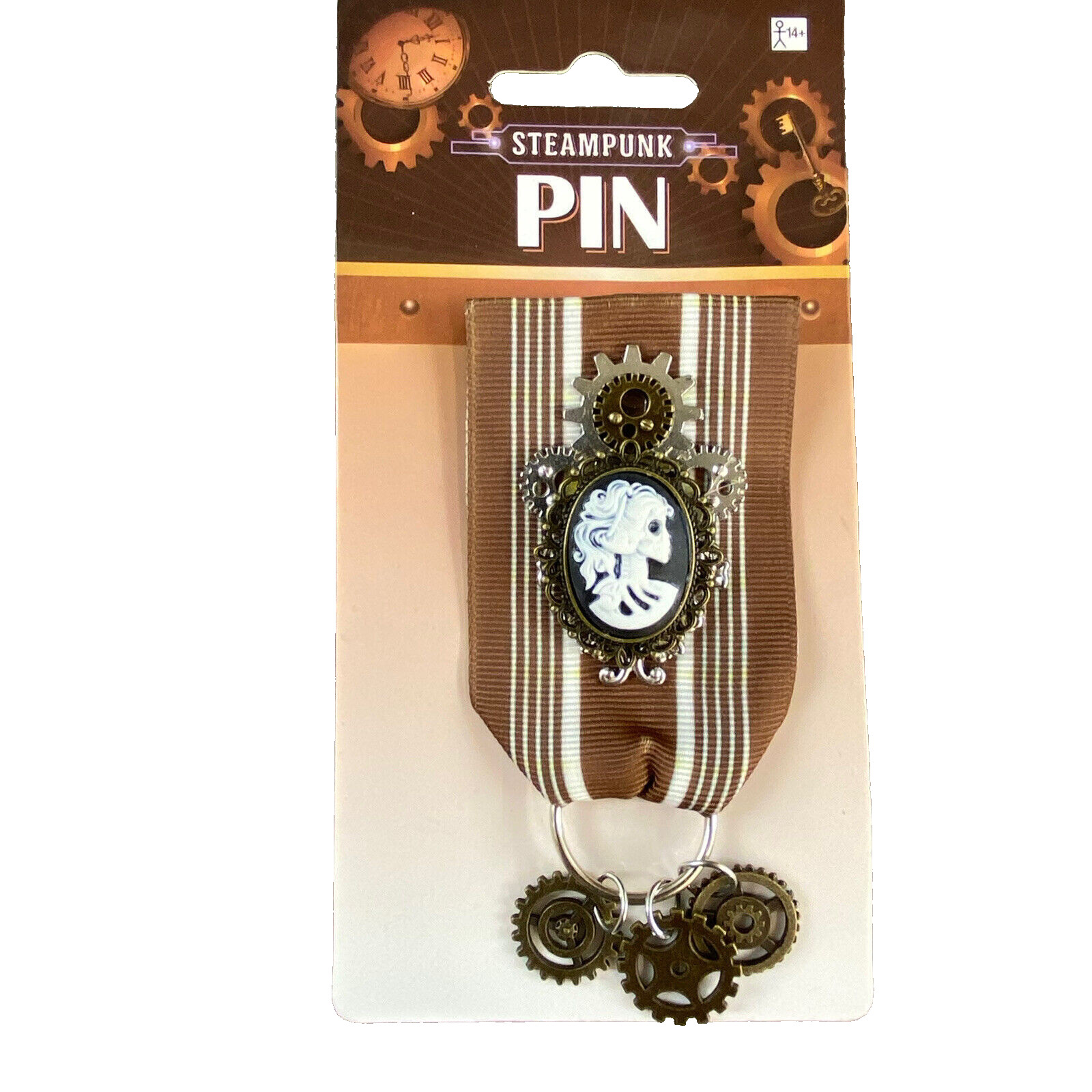 Steampunk Pin Skeleton Cameo Metal Sprockets Cosplay Dress Up Costume Accessory