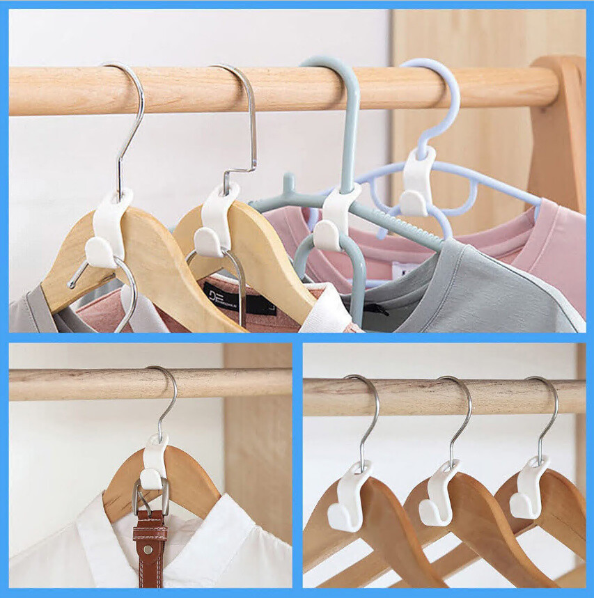 20PCS Clothes Hanger Connector Hooks Hanger Space Saving Organizer US