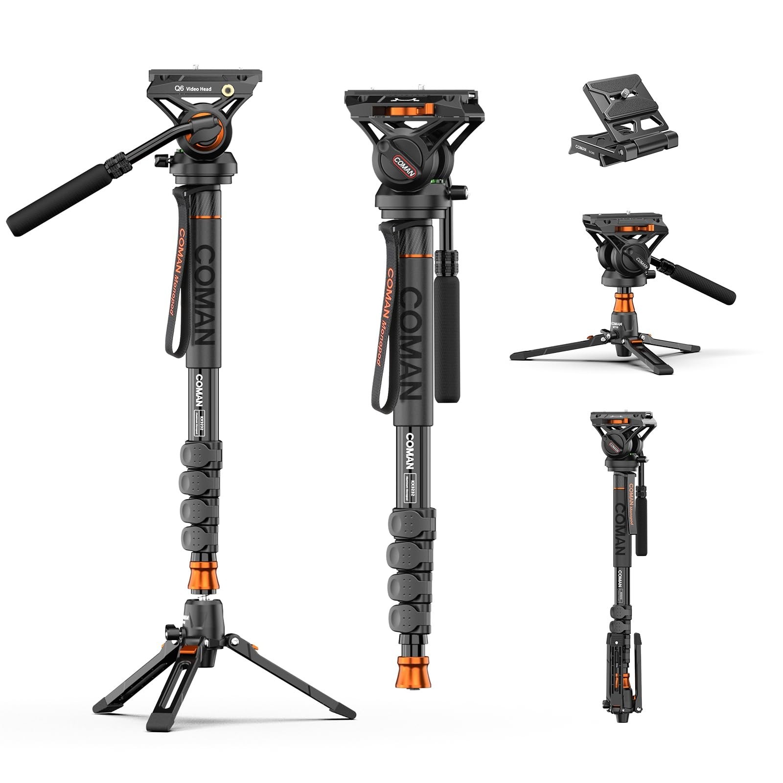 Professional Camera Monopod with Feet, 73.2 inch Aluminum Portable Travel Vid...