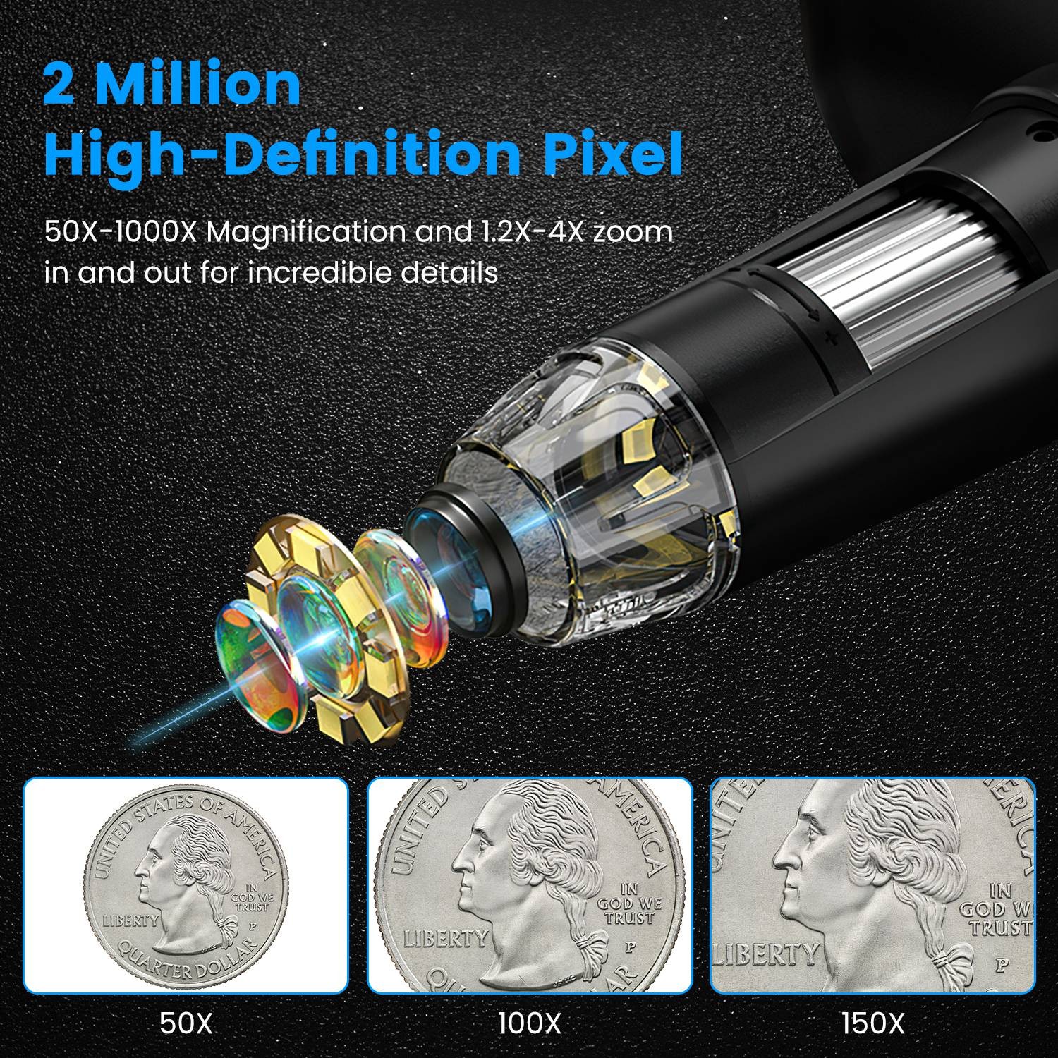 1000X Magnification 4X Zoom Digital Microscope USB Coin Microscope Soldering