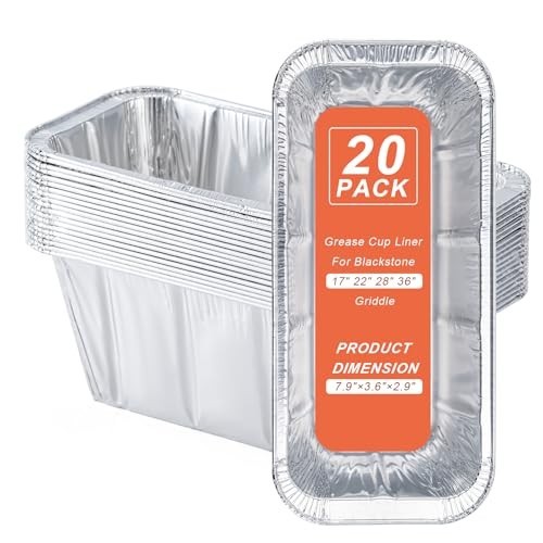 20 Pack Blackstone Griddle Accessories 5017 Grease Cup Liners, Aluminum Foil Dri