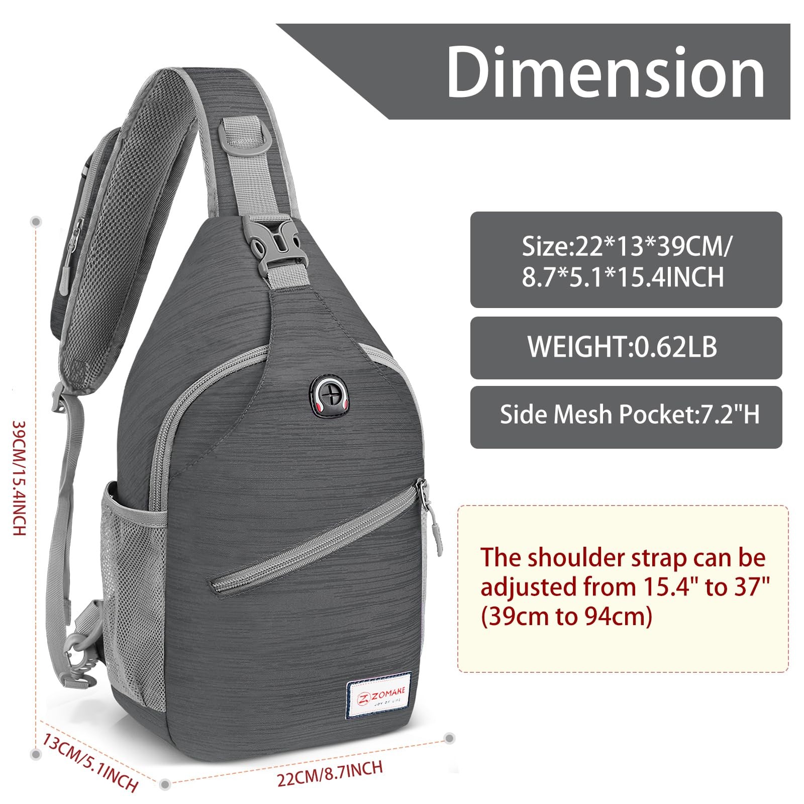 Sling Bag,Small Crossbody Sling Backpack,Water Resistant Shoulder Daypack for...