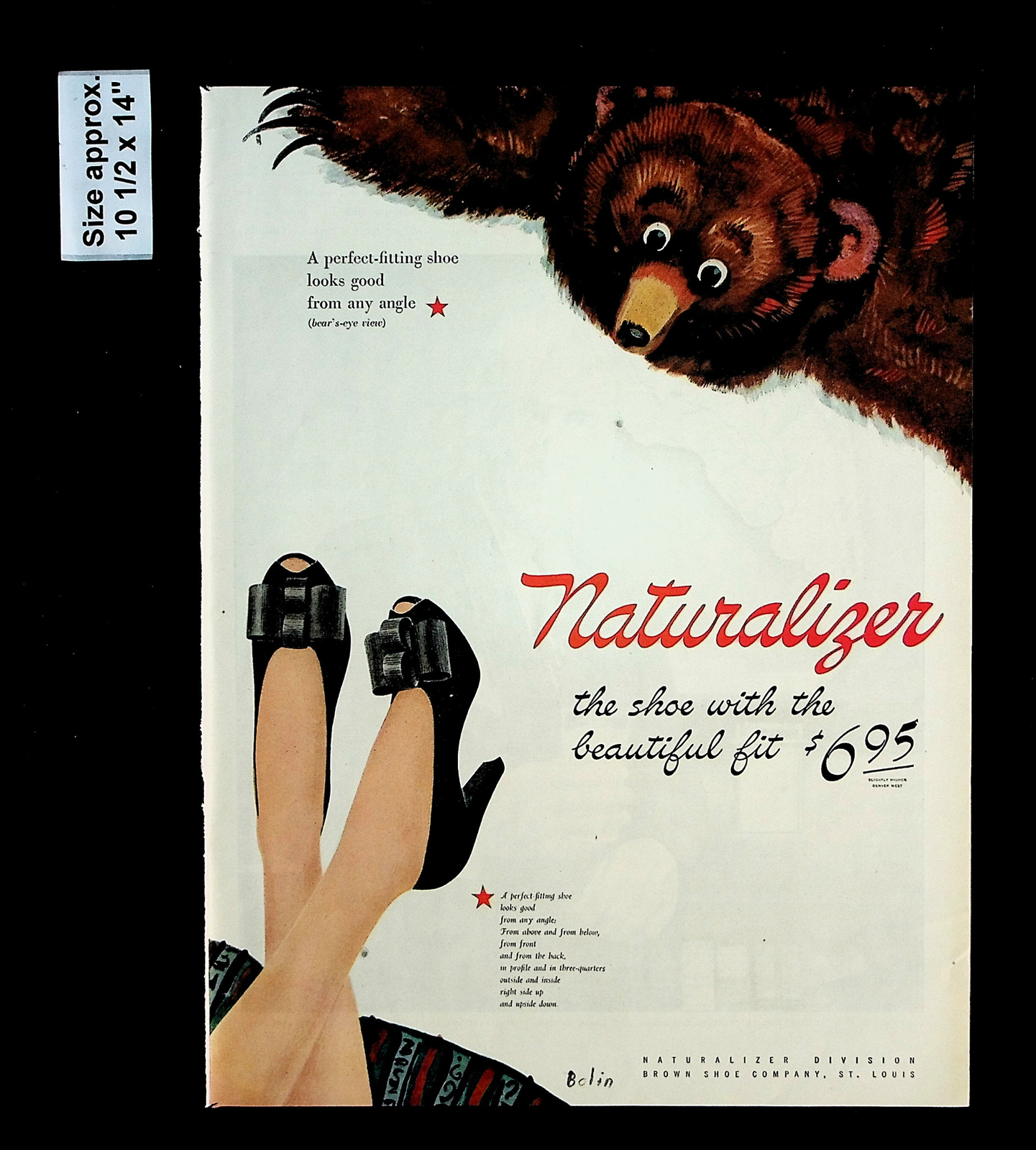 1944 Naturalizer Shoes Beautiful Fit Women Heels Bear Vintage Print Ad 35685