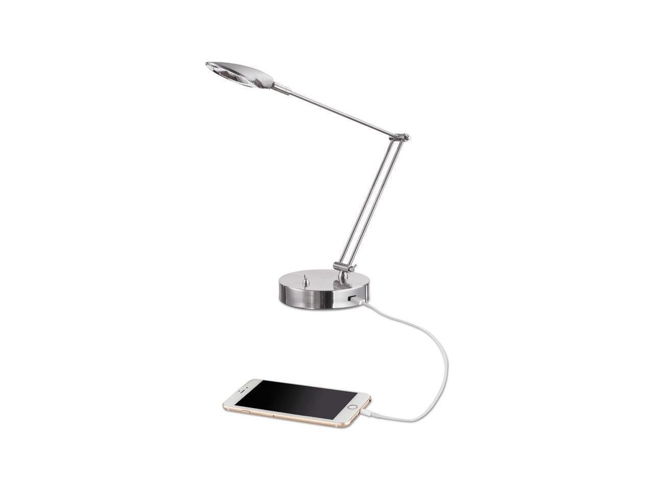 Adjustable LED Task Lamp w/USB Port, 26" High, Brushed Nickel