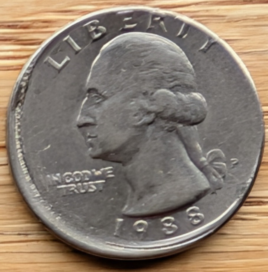 1988 P Struck 5% Off Center  Mint Error Washington Quarter with edge mark