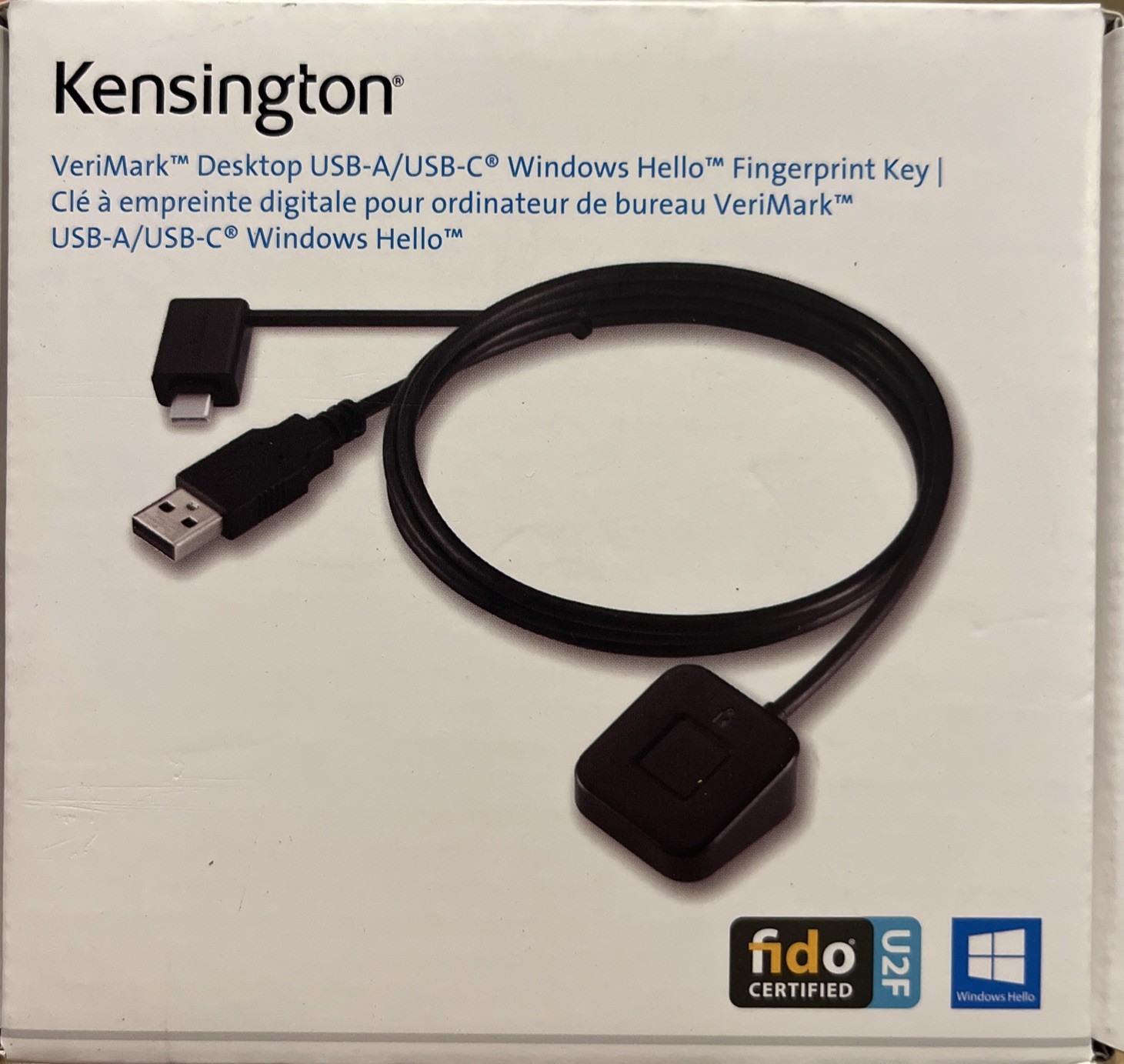 Kensington VeriMark Desktop USB-A/USB-C Windows Hello Fingerprint Key. SEALED