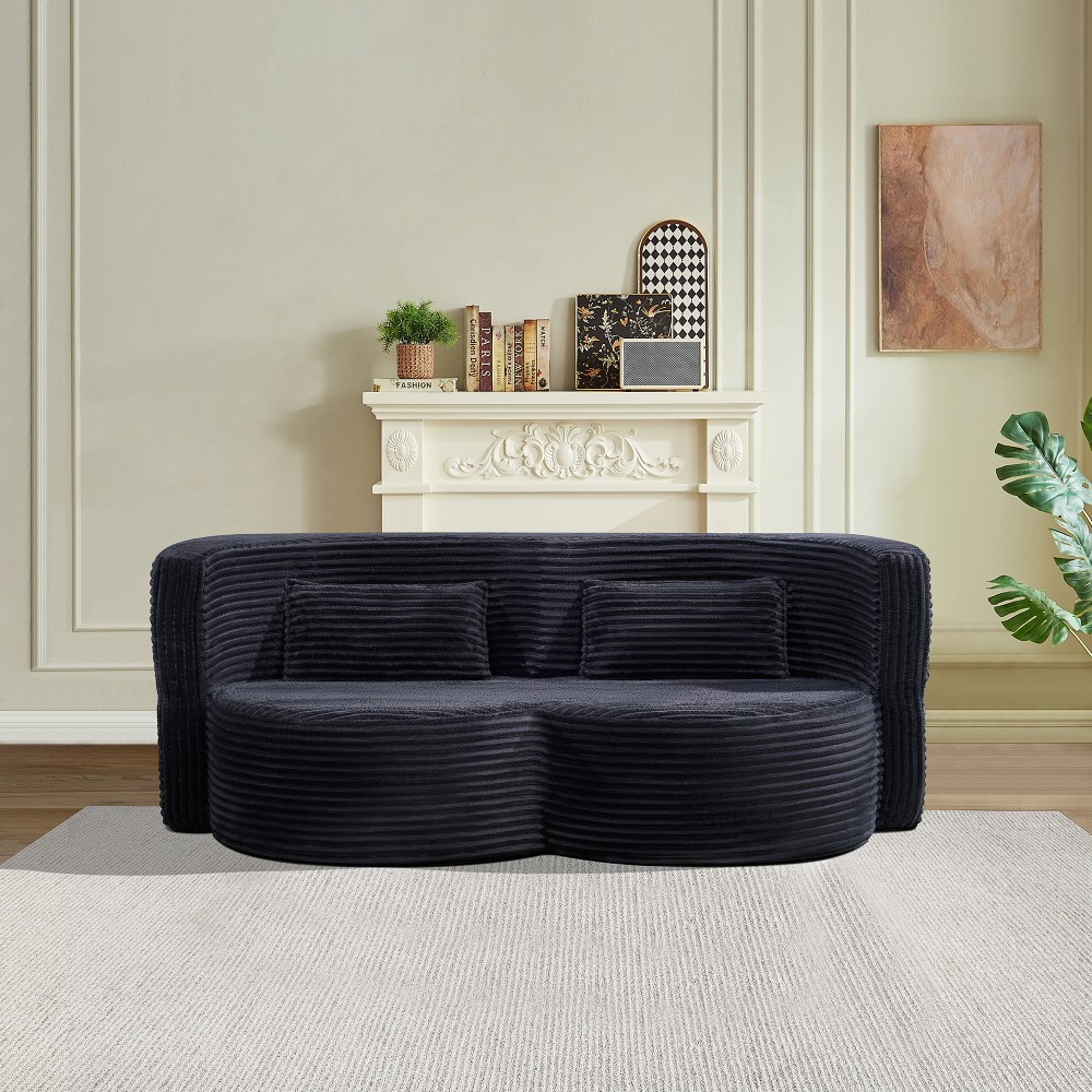 Folding Sofa Bed Corduroy Fabric Double Sofa Suitable for Offices Living Rooms