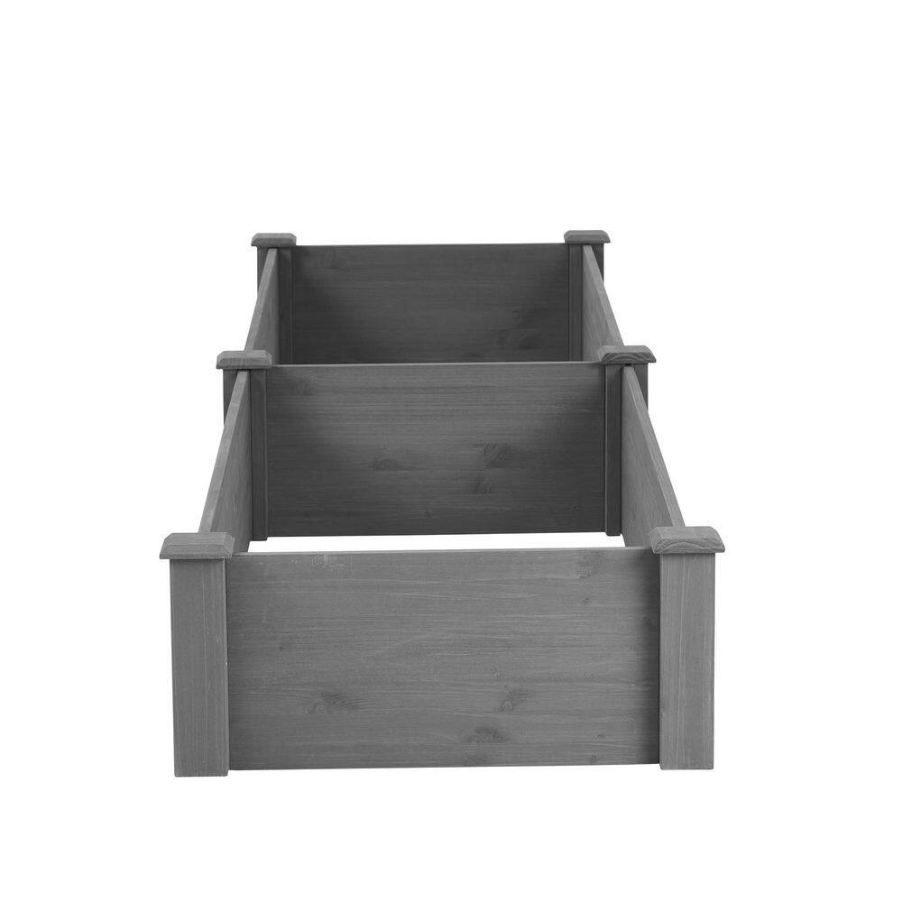 Patio Gray Solid Wood Outdoor Raised Garden Bed