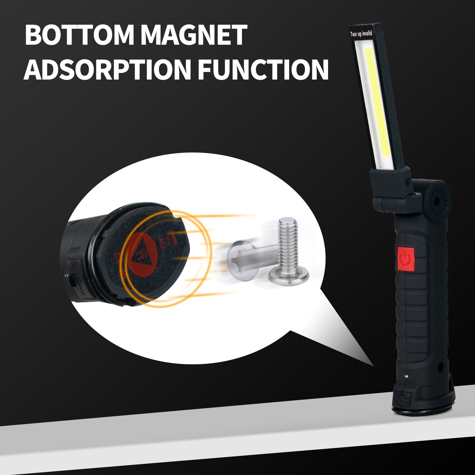 Magnetic Base 360° LED COB Work Light Rechargeable Mechanic Torch Flashlight