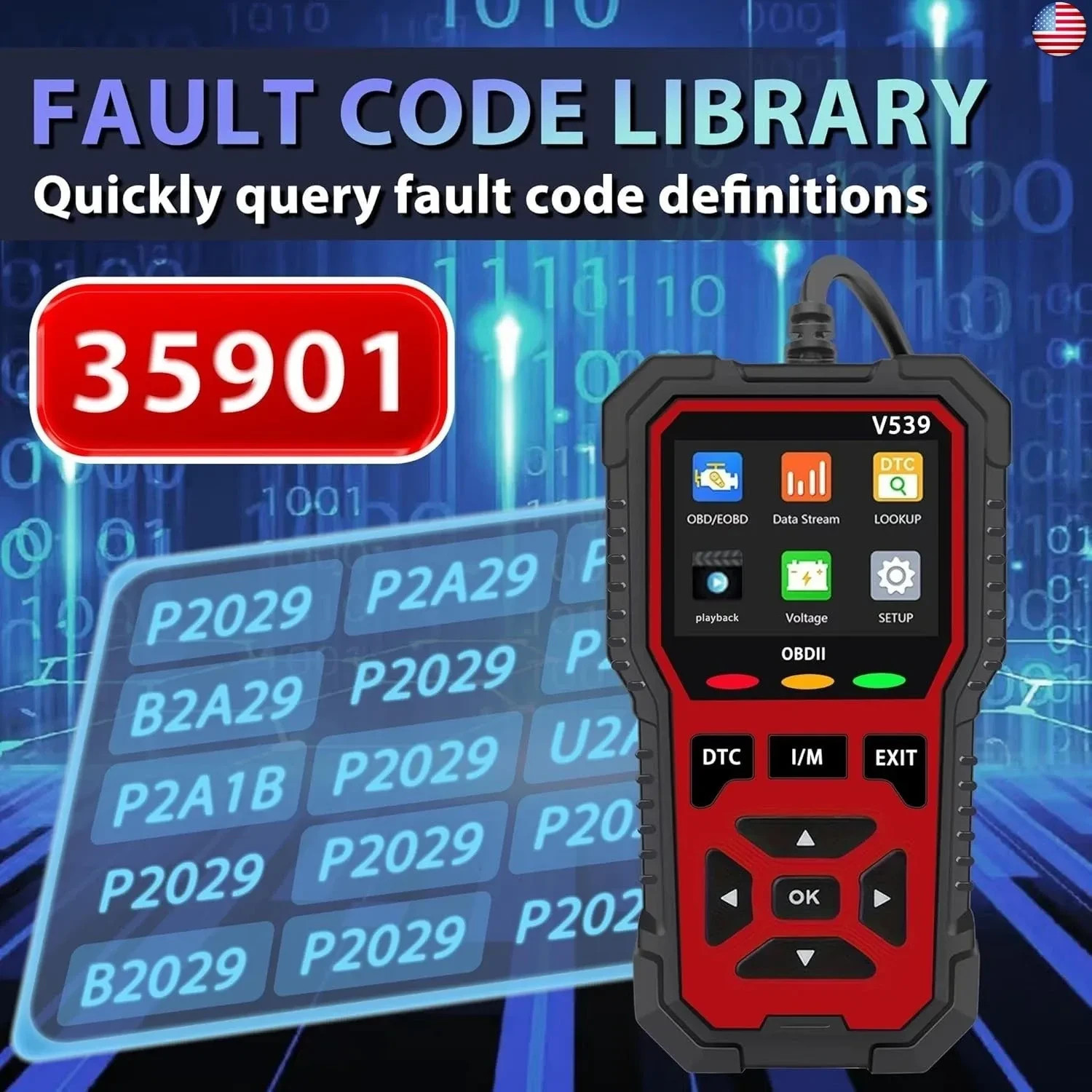 OBD2 Scanner Professional V539 - 2026 Upgraded OBDII + CAN Fault Code Reader US