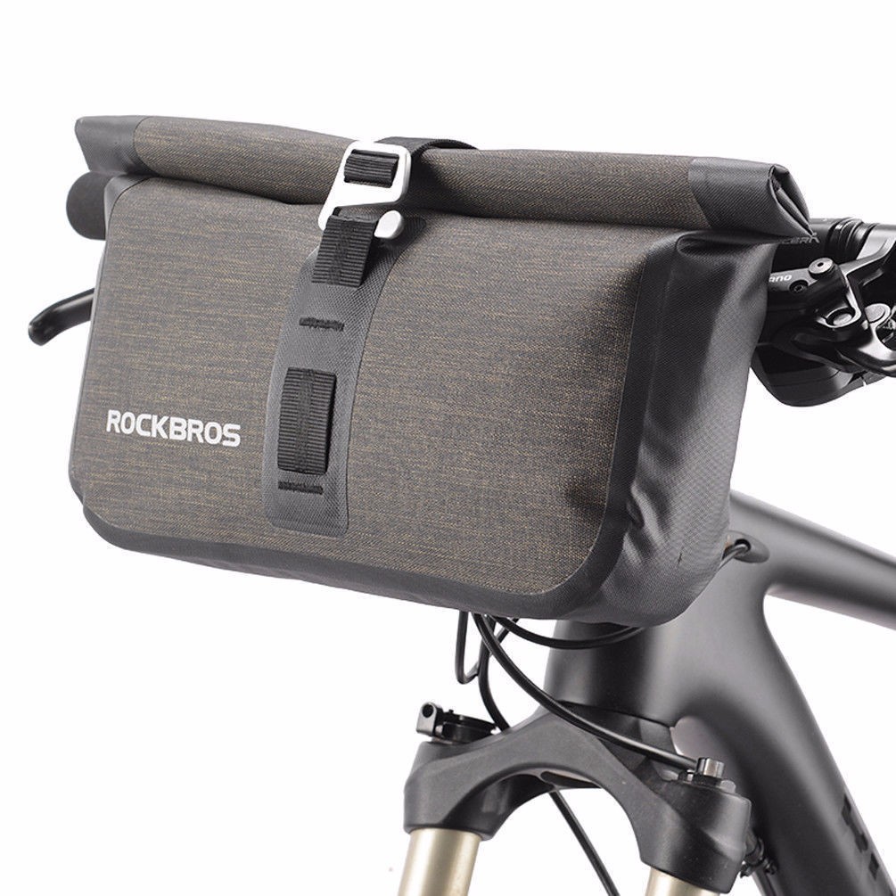 ROCKBROS Cycling Handlebar Bag Bicycle Waterproof Bag Capacity 4-5L Black Gold