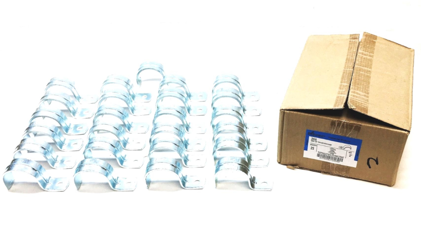 Cooper Crouse-Hinds 25 Piece Set 2 Inch EMT Snap-On Type One-Hole Clamp 205 NOS