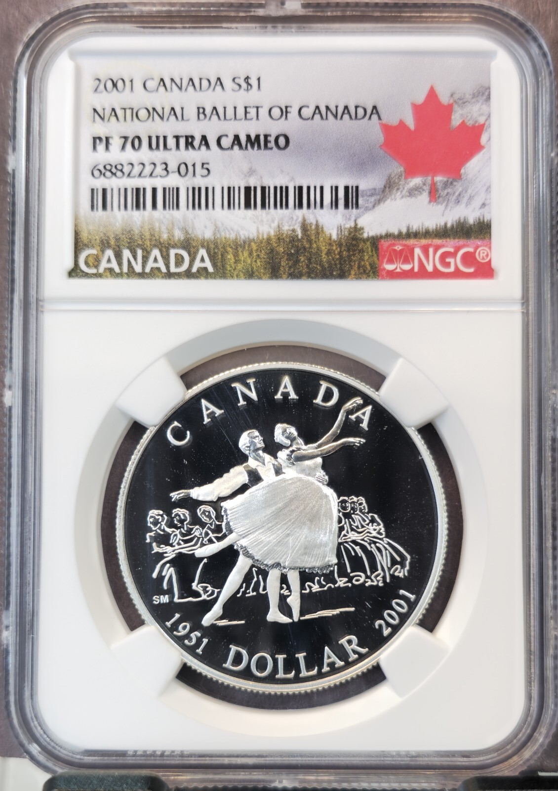 2001 CANADA SILVER 1 DOLLAR SILVER NATIONAL BALLET NGC PF 70 ULTRA CAMEO RARE