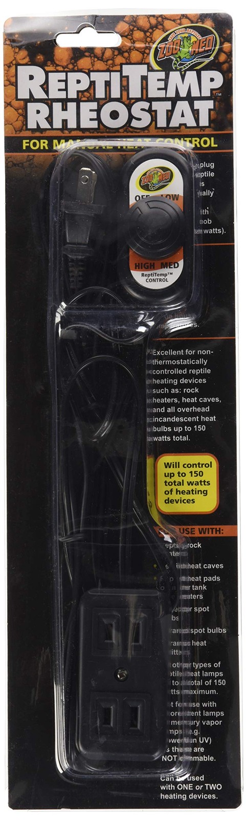 Zoo Med Repti Temp Rheostat,Black 1 Count (Pack of 1), Black