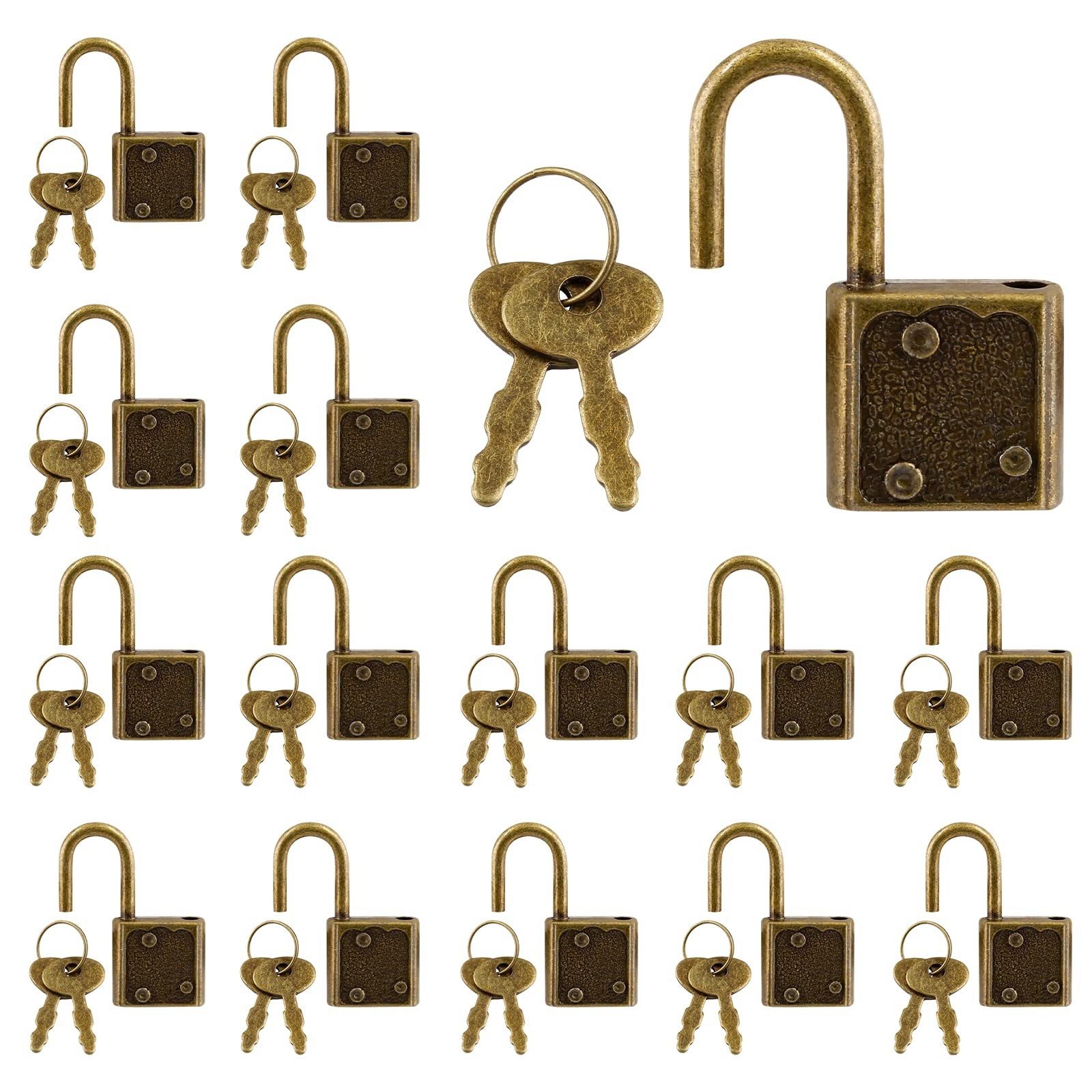 Piutouyar Mini Lock with Key, Small Luggage Lock, Little Padlock, Bronze