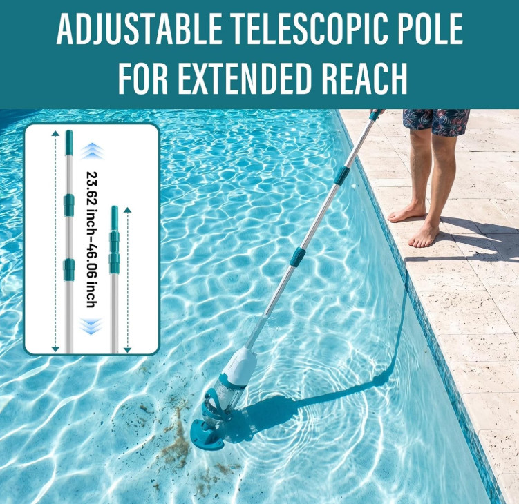 Aspiradora para Spa y Piscina Elevada con Palo Succión 13.2 GPM Portátil