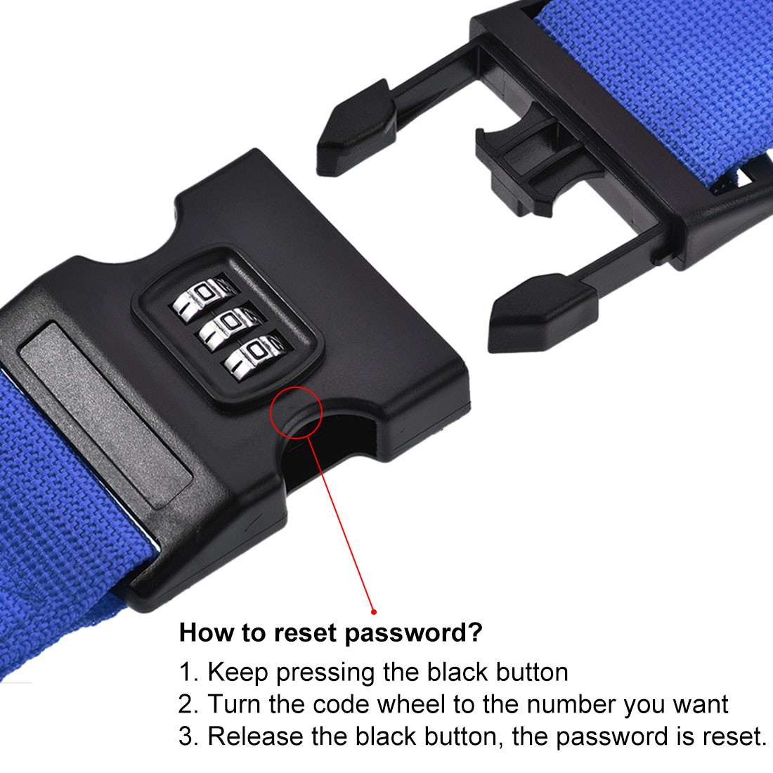Luggage Straps Suitcase Belts Combination Lock 2Mx5cm Adjustable Dark Blue,4Pcs