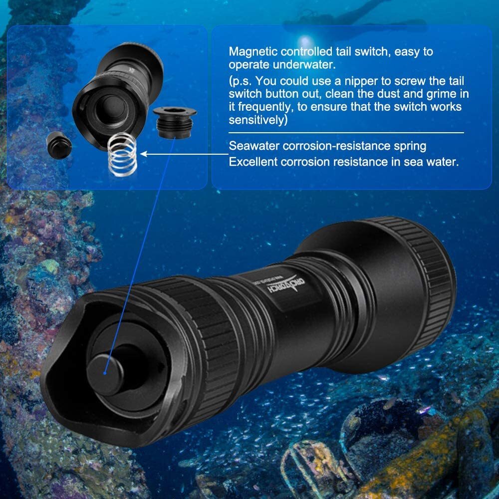 Scuba Dive Light for Cave Dive Cavern Underwater Photo Compact Night Dive Torch