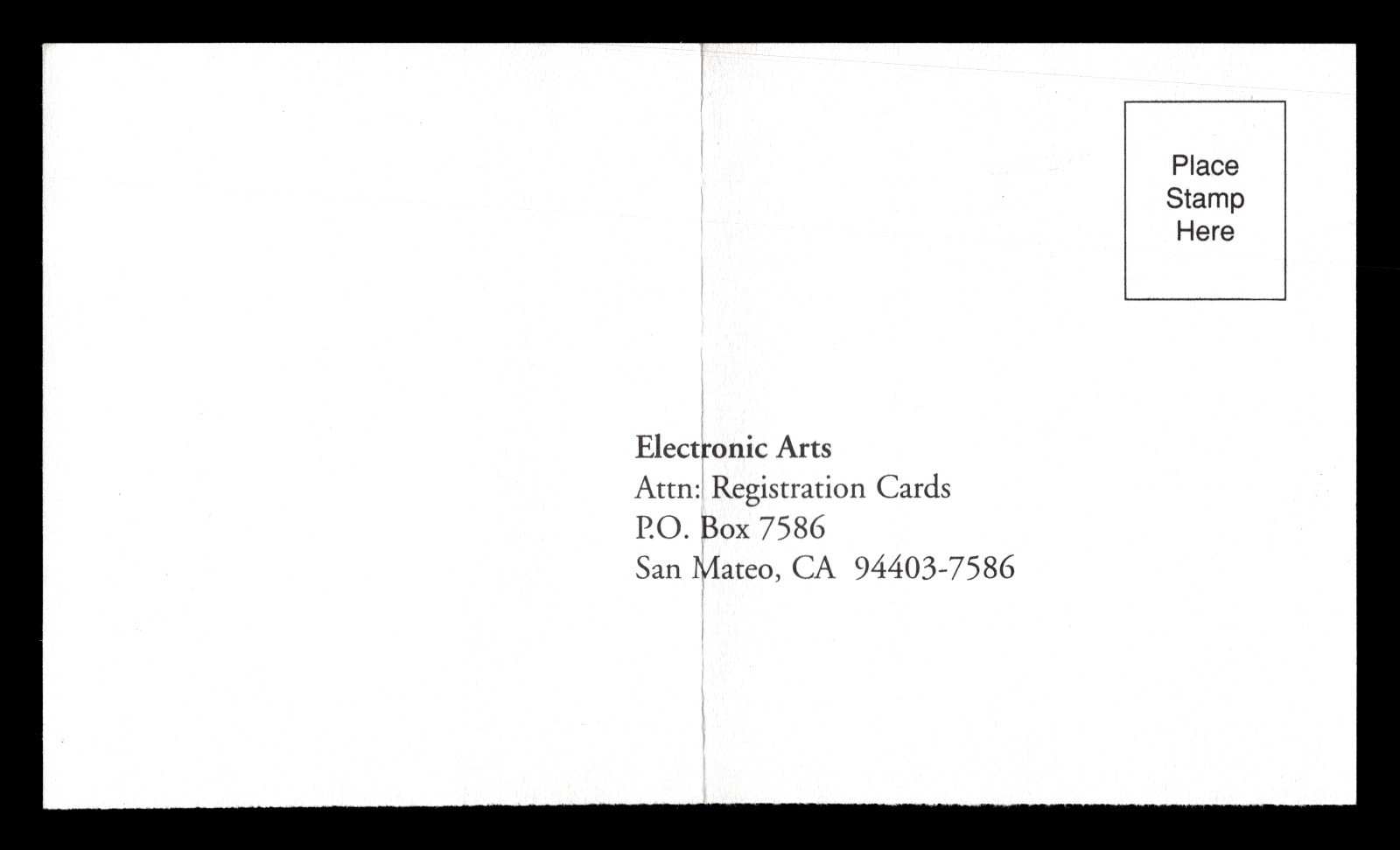 Electronic Arts Registration Card 821717 - 7/97