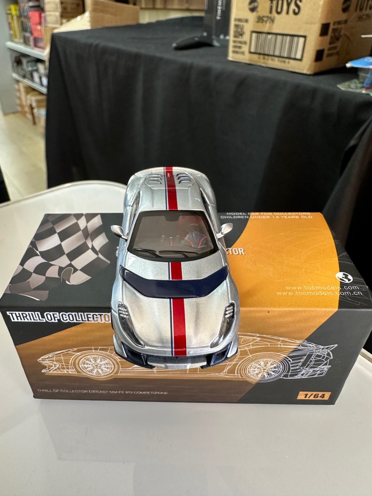FERRARI 812 COMPETIZIONE SANU SILVER 1/64 DIECAST CAR BY THRILL OF COLLECTOR TOC