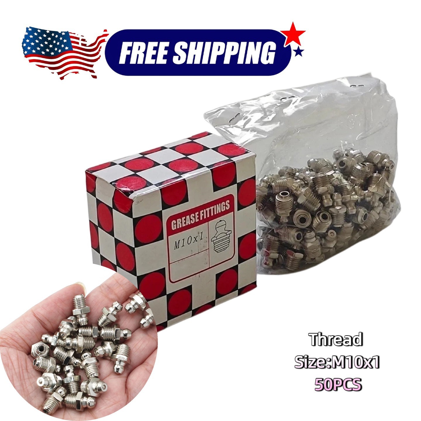 50pcs Grease Nipples for Mini Excacator Attachment 18mm*9.5mm Free Shipping