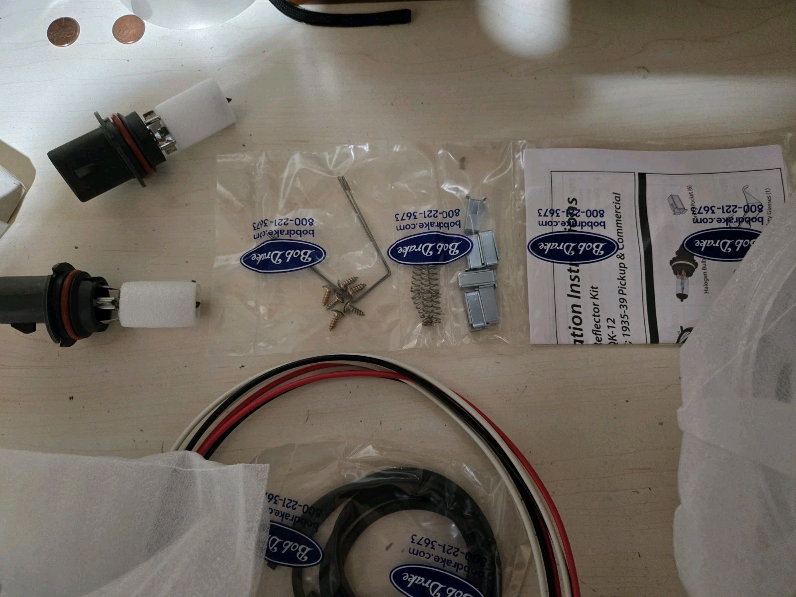 1935-1936 ford Car, 1935-1939 Ford Puckup Complete Headlamp Halogen Kit. 12v