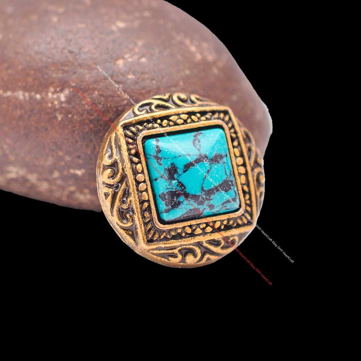 10X Western Brass Flower Leathercraft Belt Square Turquoise Conchos Screwback 1"