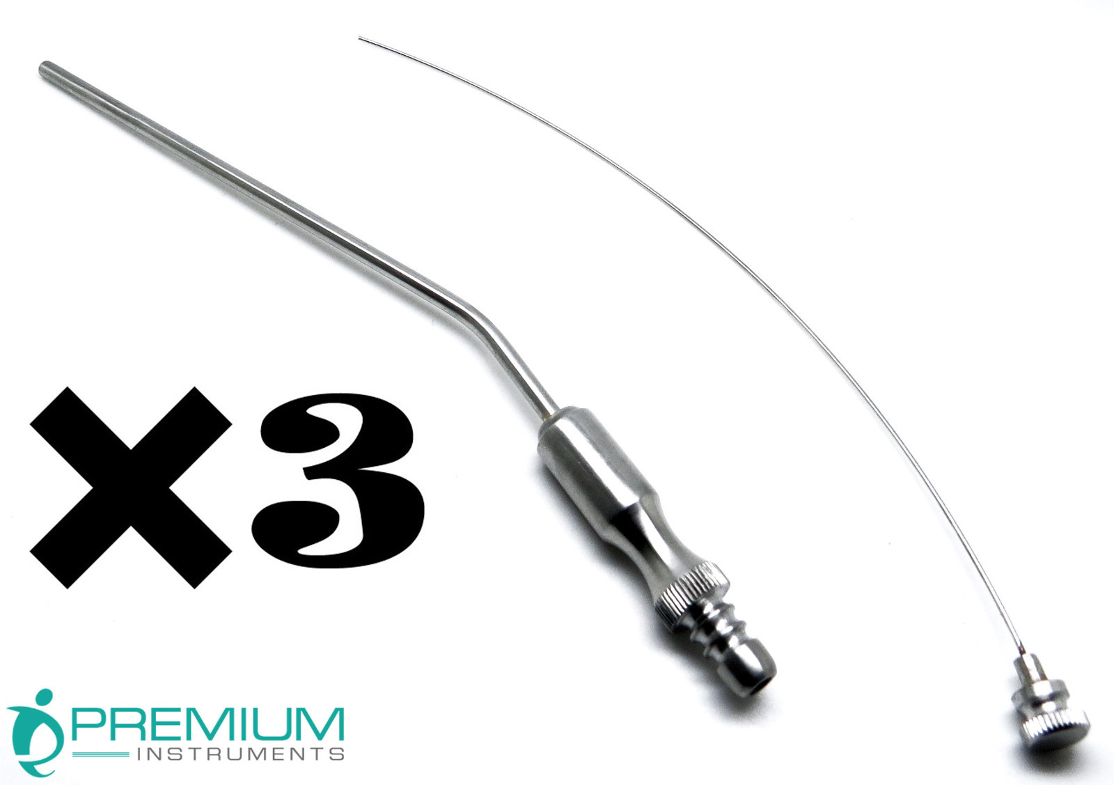 3× Frazier Suction Surgical Tube No. 11 (3.67mm) 7.6" Diagnostic New Instruments