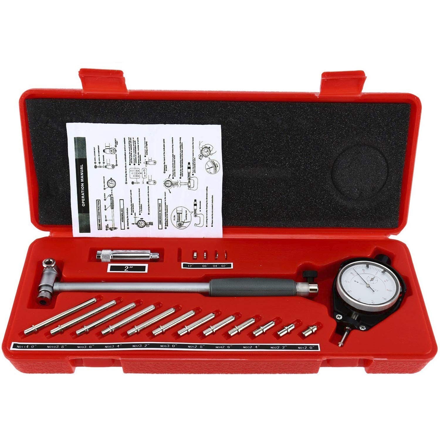 Dial Bore Gauge Set 2-6 Inch (50-160mm), 0.001" Accuracy Cylinder Bore Gauge ...