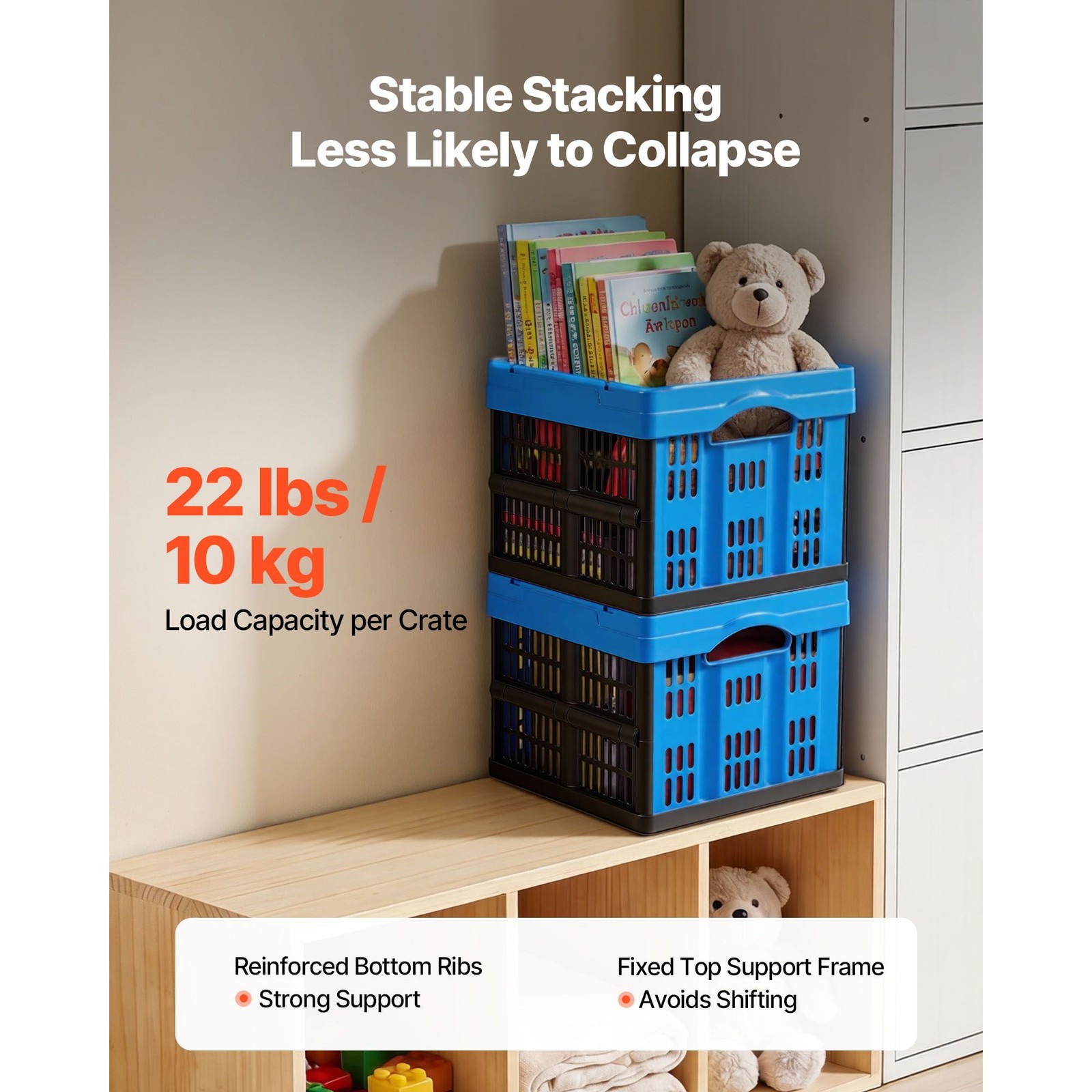 Foldable Storage Bins 25L 3-Pack Stackable
