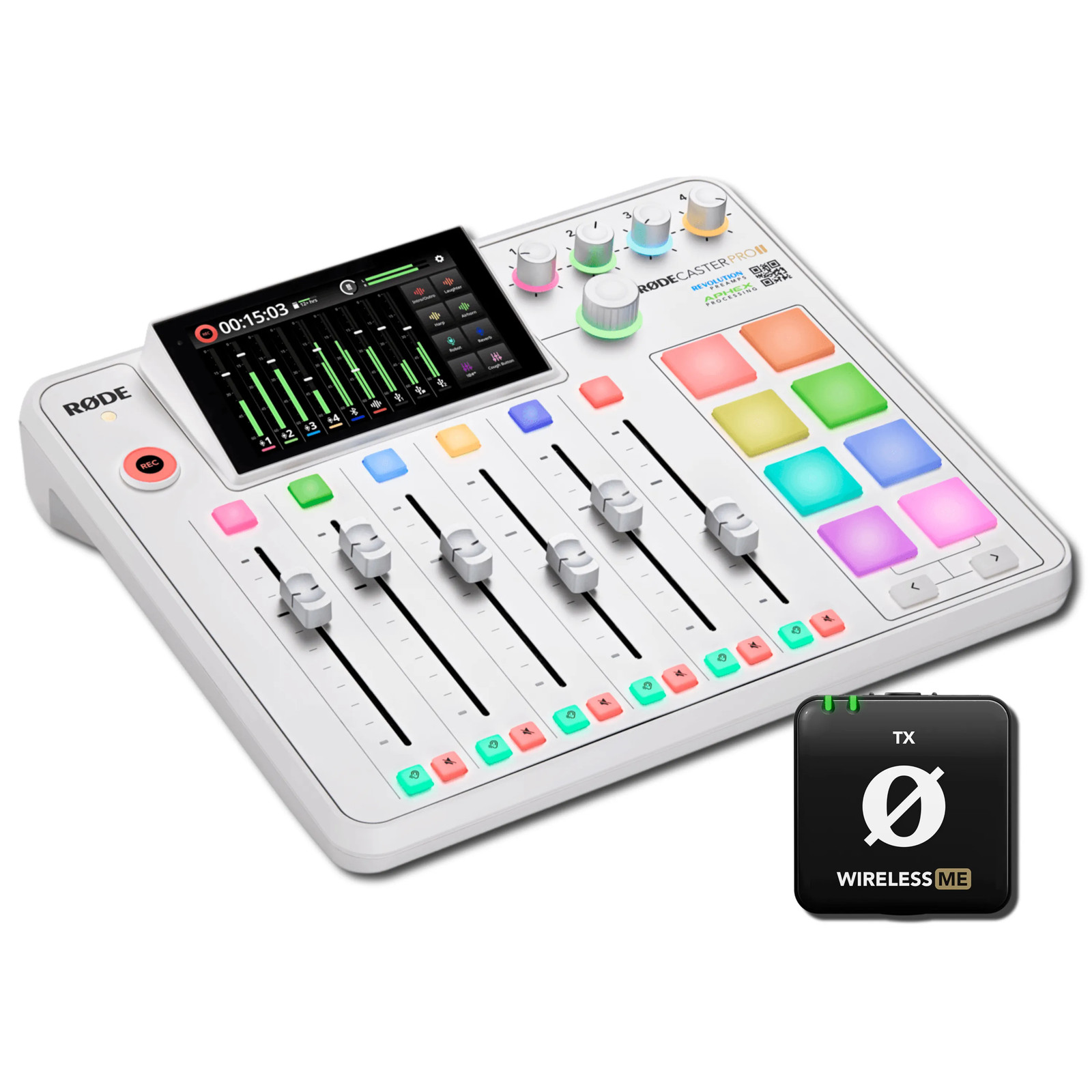Rode RODECaster Pro II Podcast Production Console (White) with Wireless ME Trans
