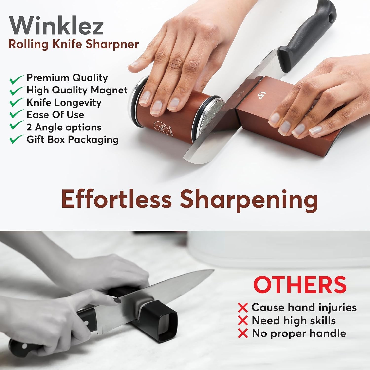 Knife Sharpener Kitchen Sharpener Diamond Ceramic Discs Magnetic Angles