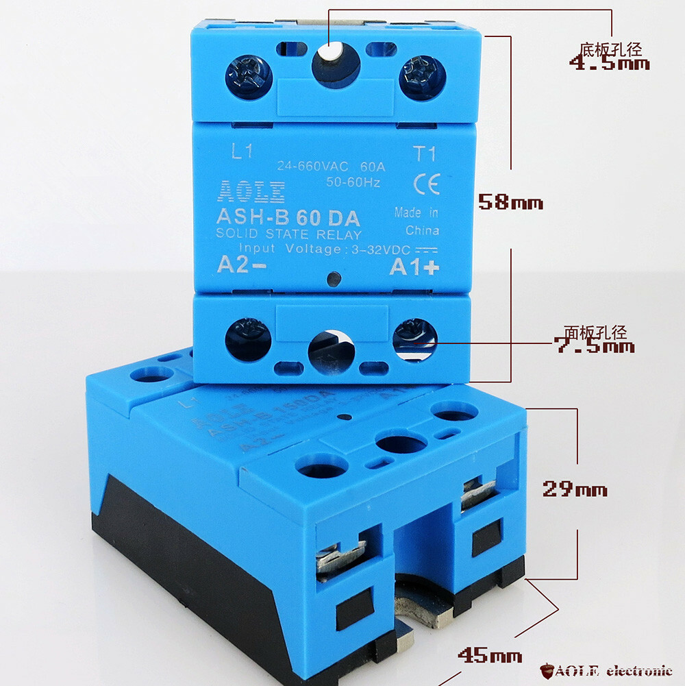 Single-phase solid state relay small ASH-B 60DA metal backplane DC-AC 660V