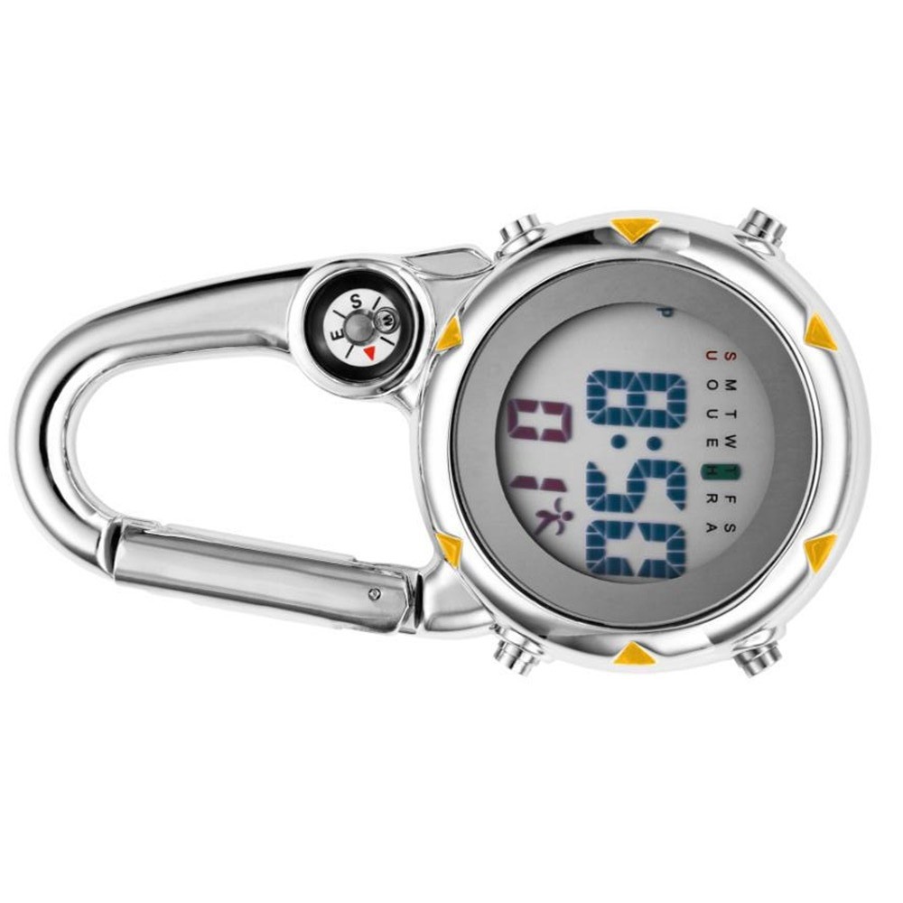 Backpack Clip On Band Carabiner Digital Sports Fob Watch Luminous For Hikers aa