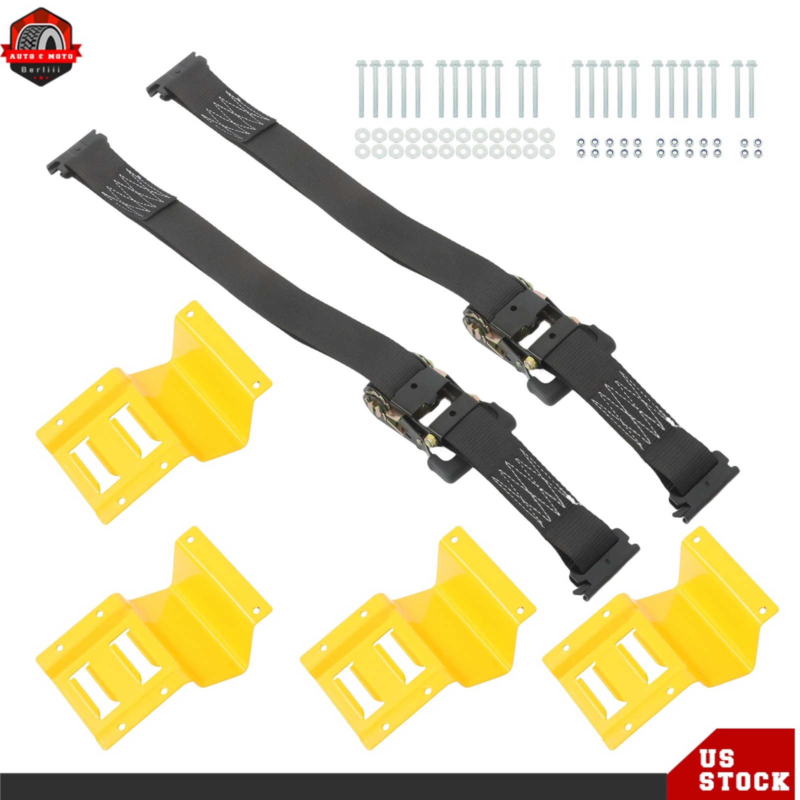 High Quality Trailer 6' Black Ratchet Strap E-Track Wheel Chock Tie Down Durable