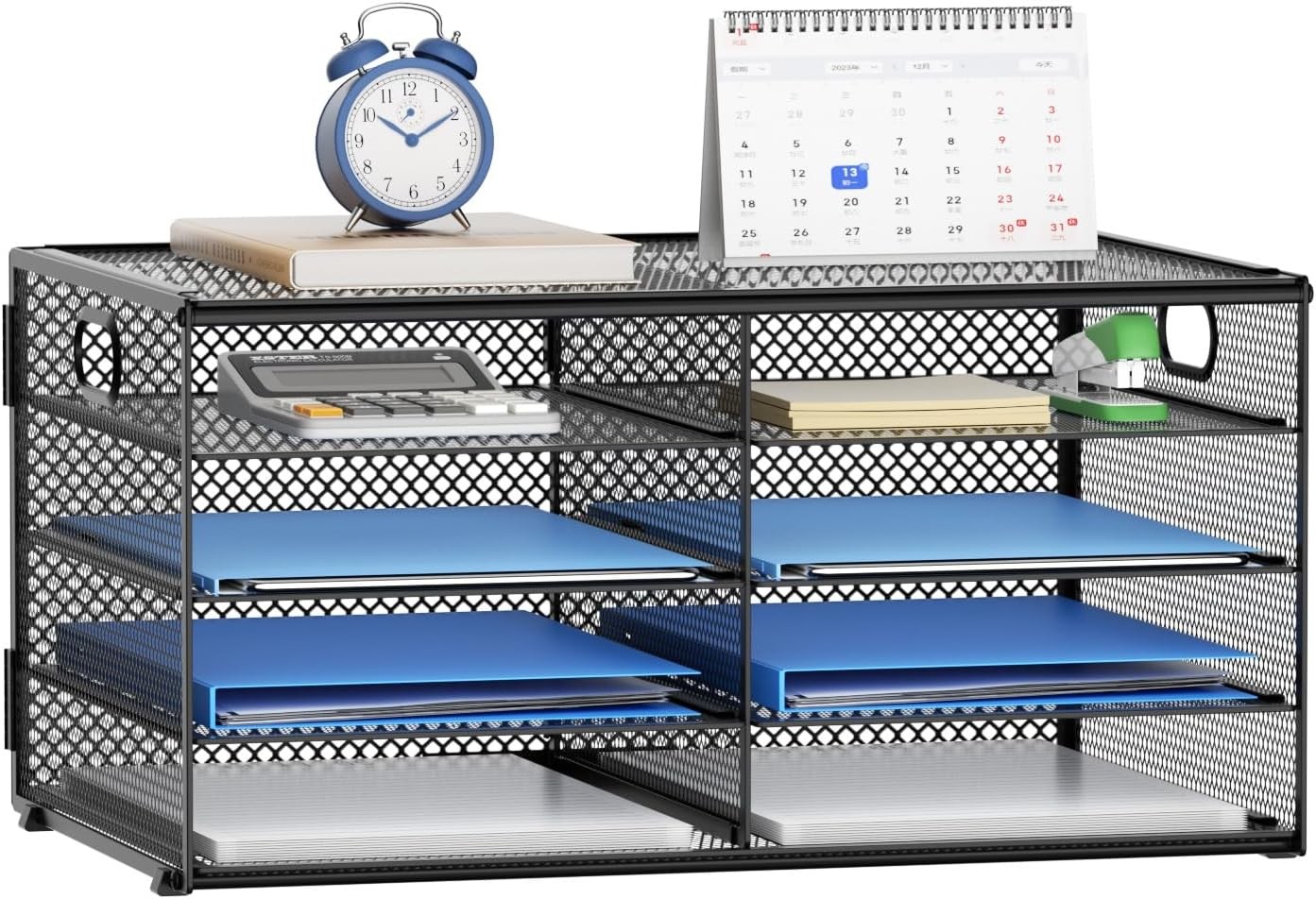 12 Compartments Paper Organizer Desk Mesh Literature Organizer Mail File Sorter