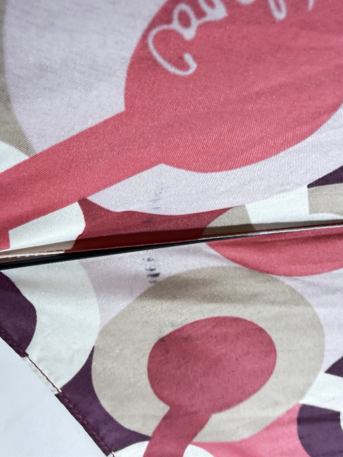 Coach Logo Compact Folding Umbrella Auto Open Red Purple Geometric Print