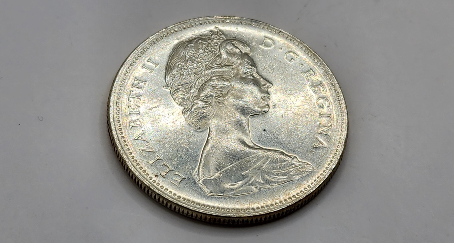 1966 Canada 1 Dollar Silver Coin - Large Beads - KM#64.1