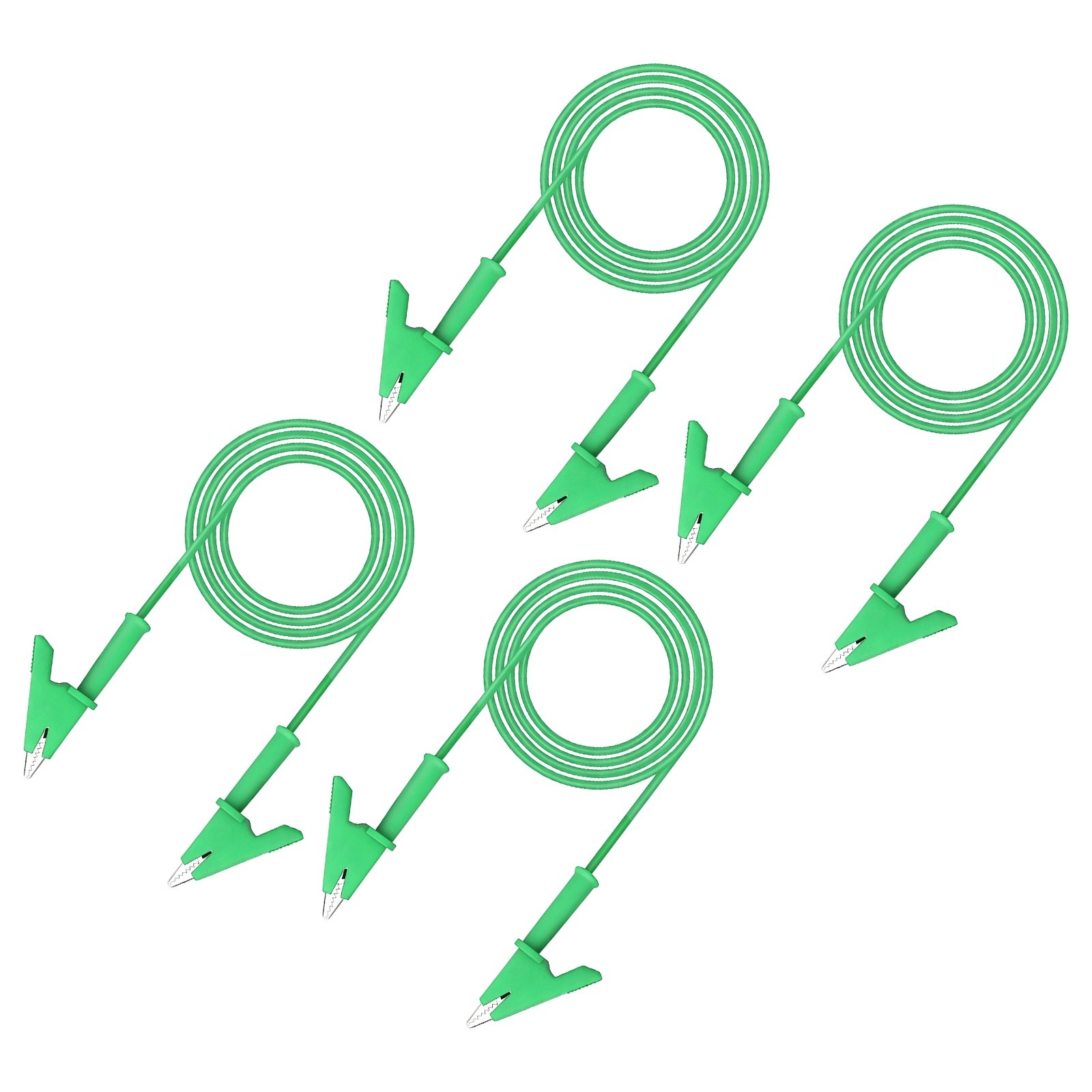 4 Pcs Dual-ended Alligator Clips Test Leads, 15A, 2.99m/9.81ft, Green