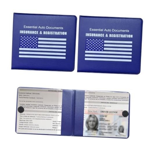 2 PCS Car Registration Insurance Holder, Portable Auto Glove Box Paperwork