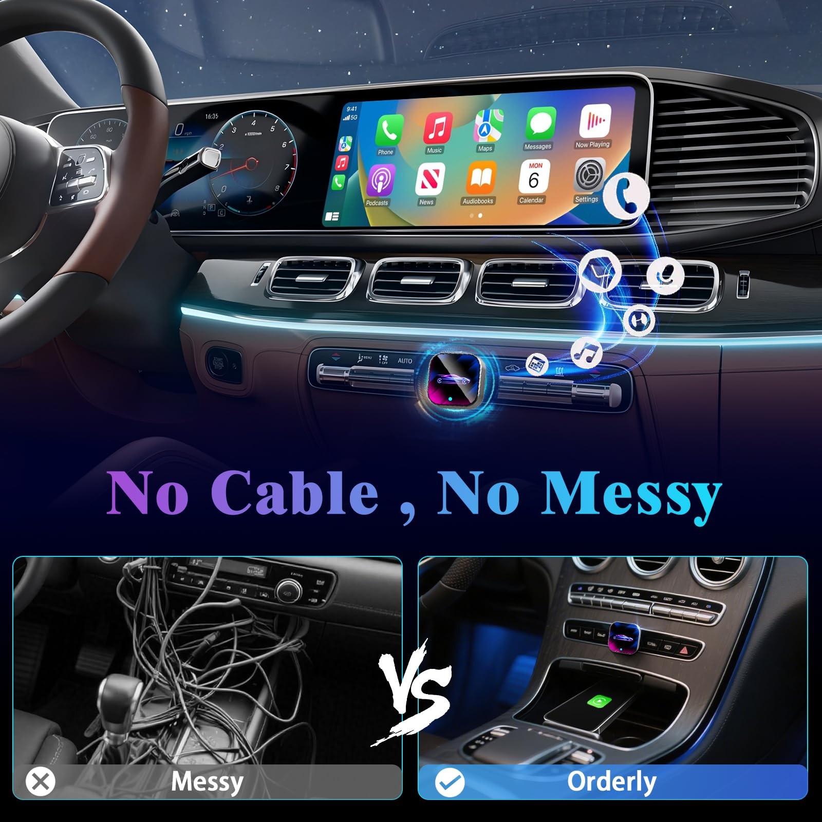 2026 Wireless CarPlay Adapter Upgrade Wired to Wireless, Multicolor