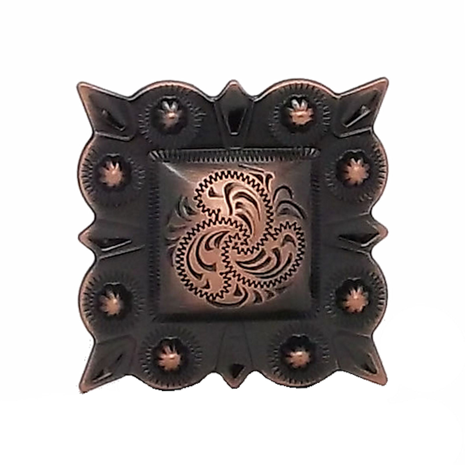 Berry Square Concho 1" (2.5 cm) Screwback Copper 2325-10
