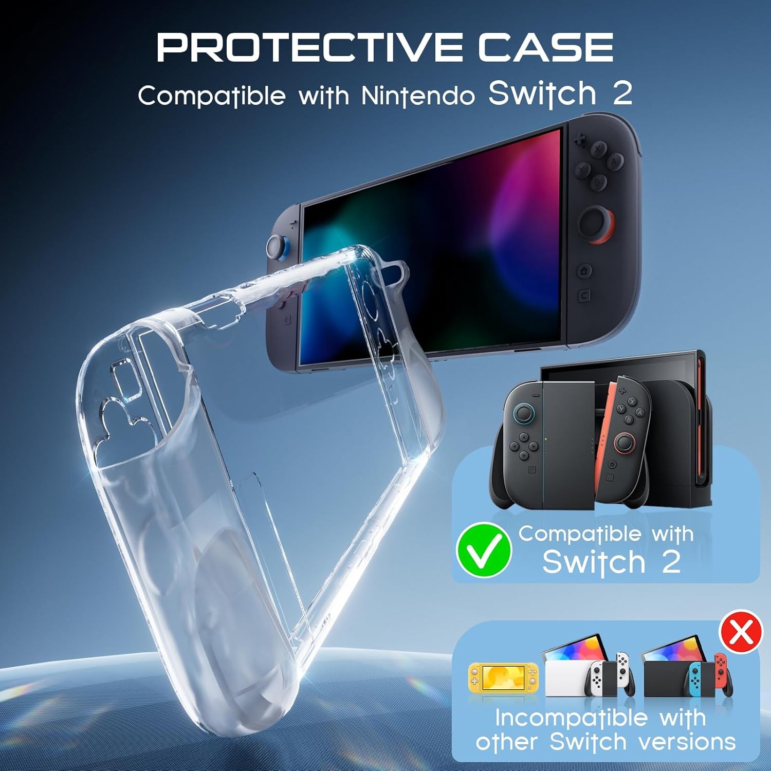 Protective Case Shockproof for Nintendo Switch 2 +Screen Protector+Thumb Caps