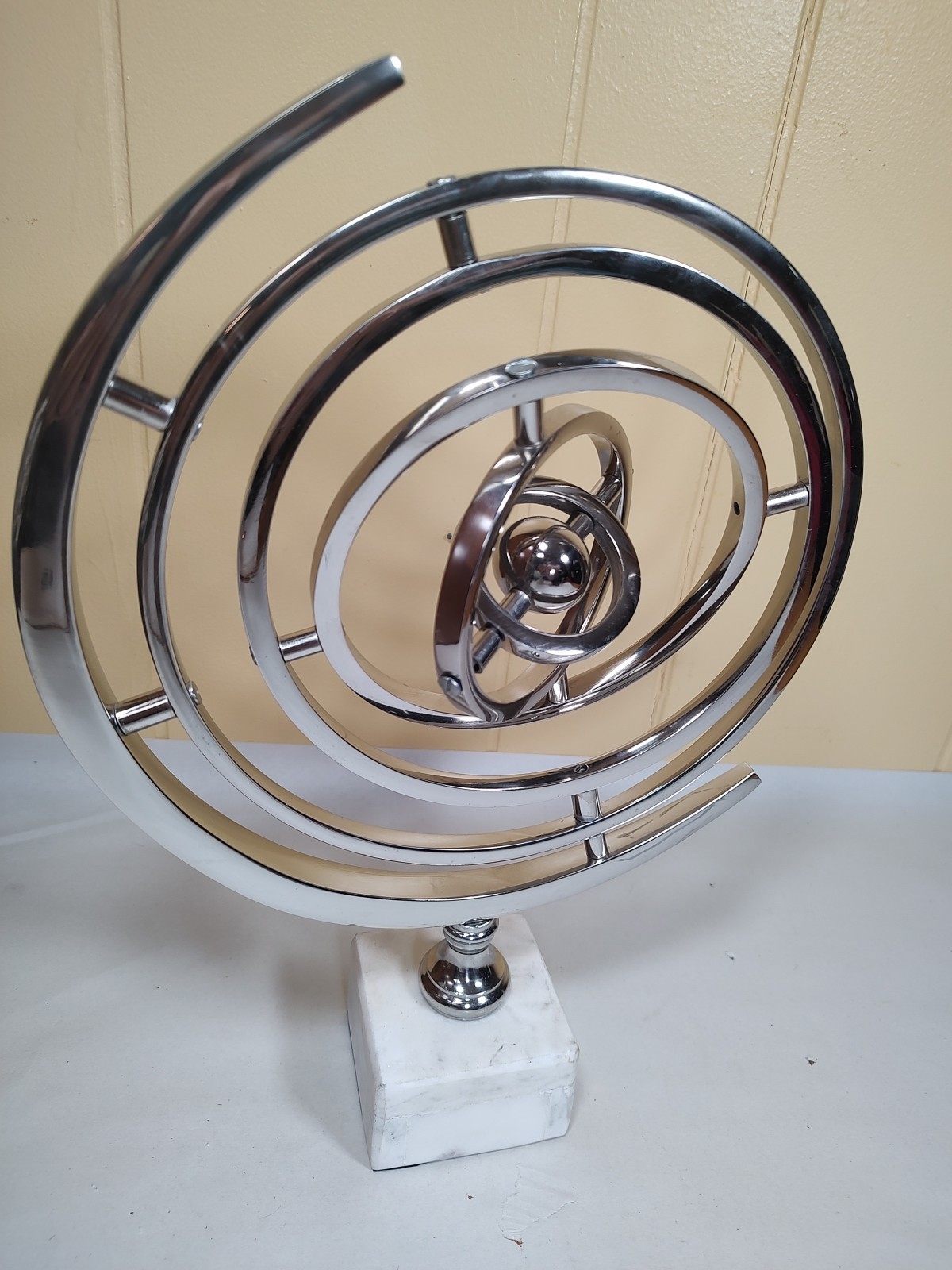 Zimlay Traditional Aluminum Armillary Sphere With Ceramic Base