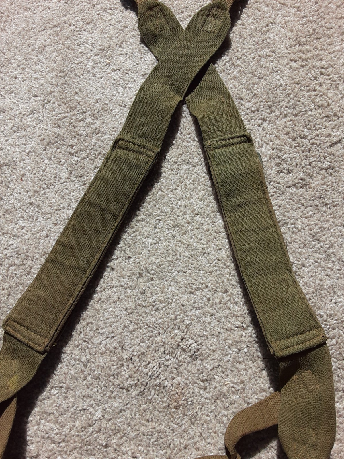 Original Korean / Vietnam War M-1945 Combat Support Straps OD Cotton Duck Web