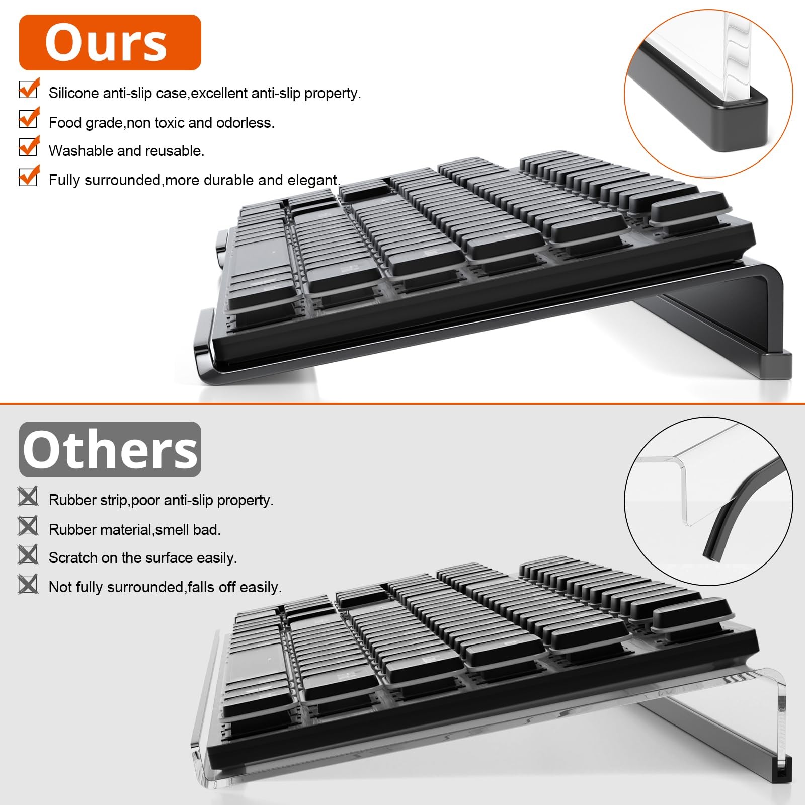 Ergonomic Computer Keyboard Stand Tilt PC Riser Acrylic Tray Holder Black