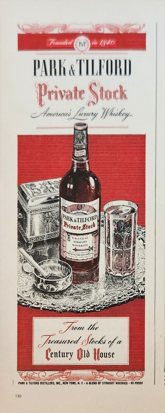 1947 Park & Tilford Private Stock Whiskies Vintage ad Americas luxury whiskey