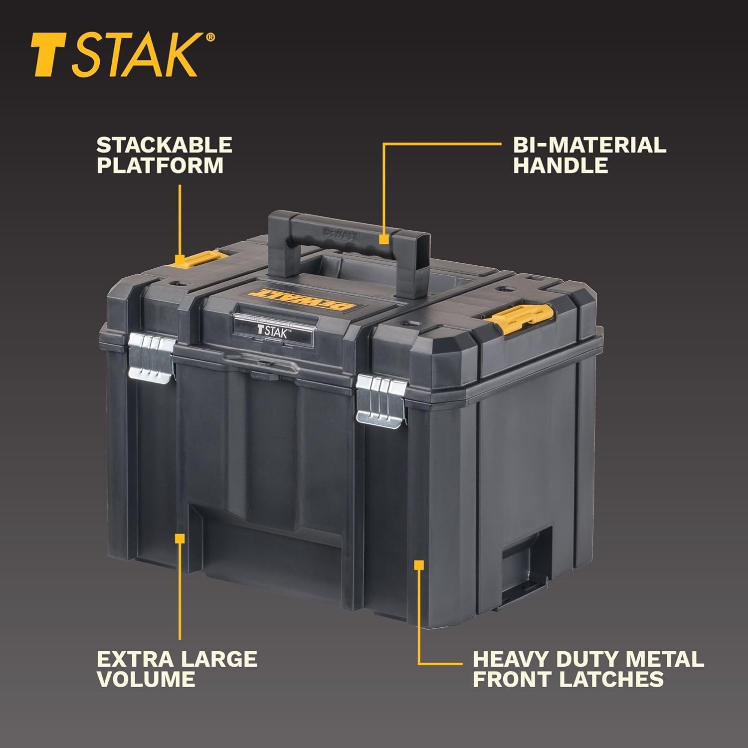 DEWALT TSTAK Tool Box, Extra Large Design, Removable Tray for Easy Access to Too