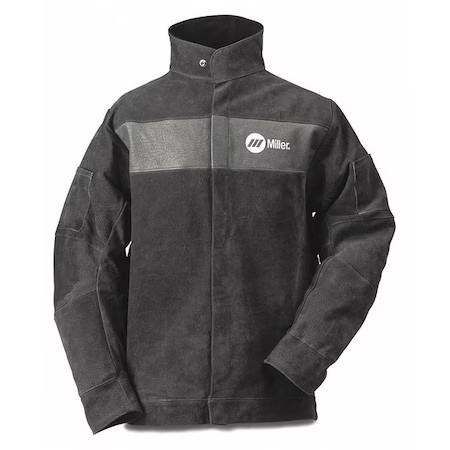 Miller Electric 273214 Welding Jacket, Pigskin, 2 Oz, 30 In Length, Snaps