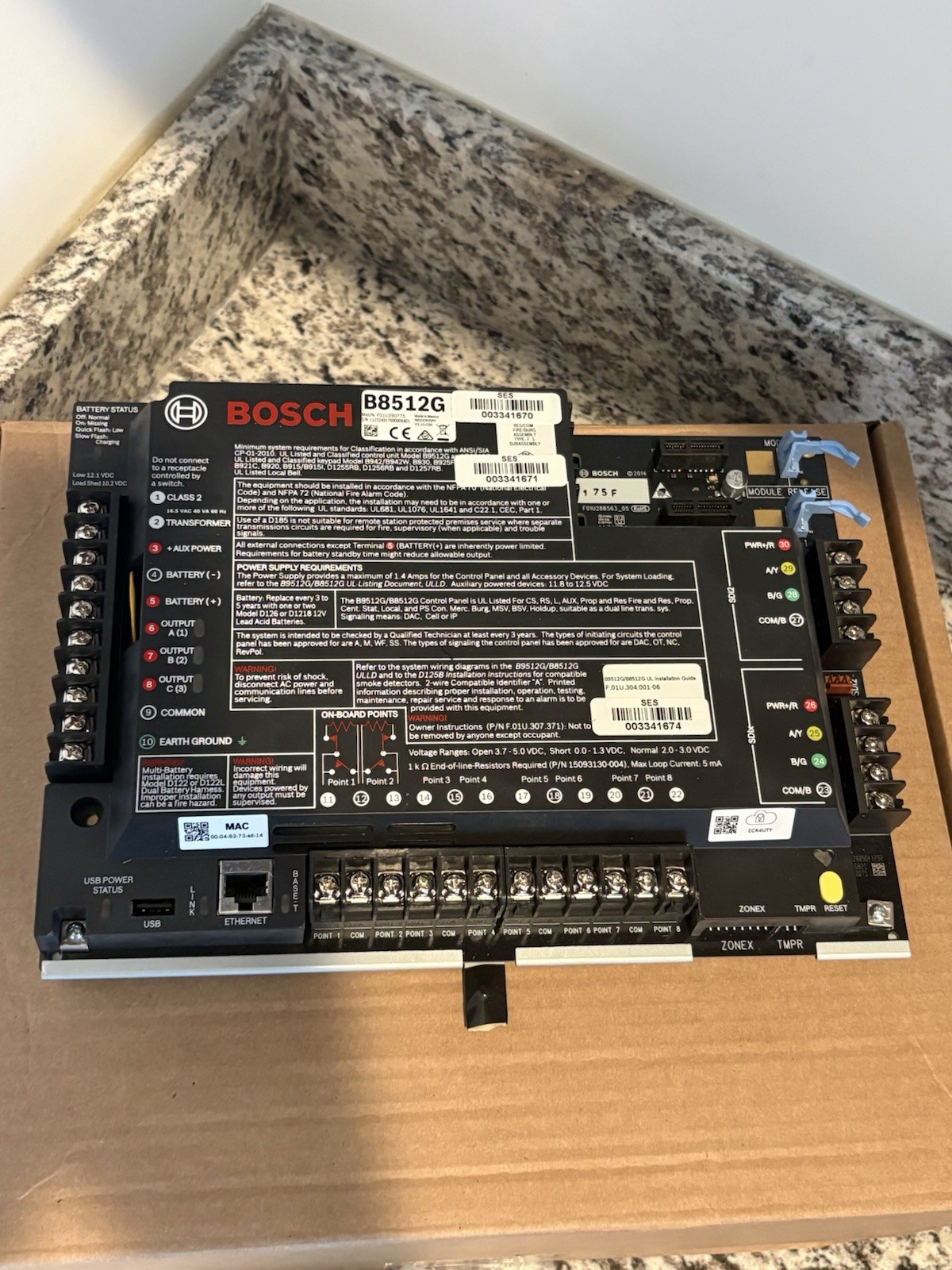 Bosch B8512G Security / Fire / Access Control Board,B430, B308 And Transformer.